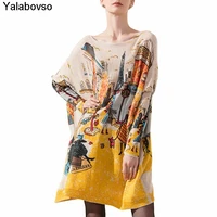 autumn and winter 2021 large size womens bat sleeve knitted pullovesr fashion ladies sweater printed tops outwear yalabovso