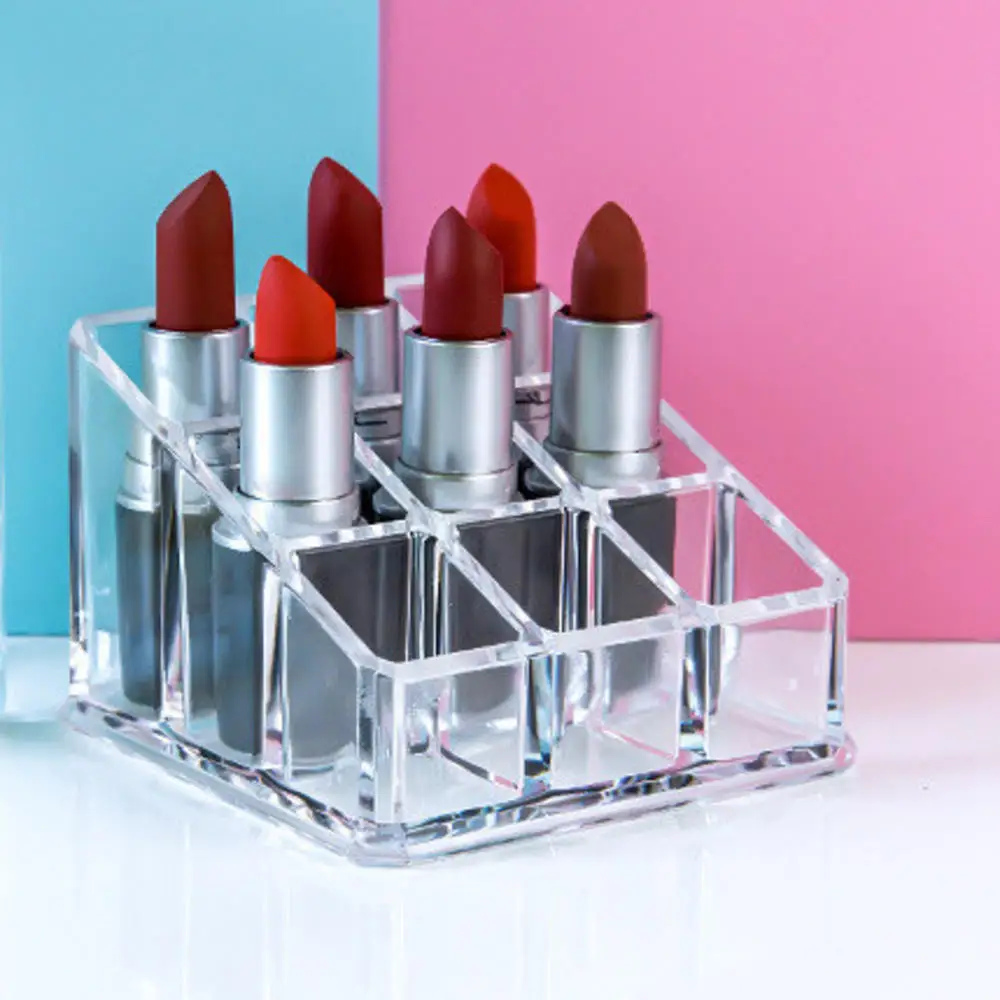 9 ячеек/коробка стойка для хранения губной помады акриловая прозрачная