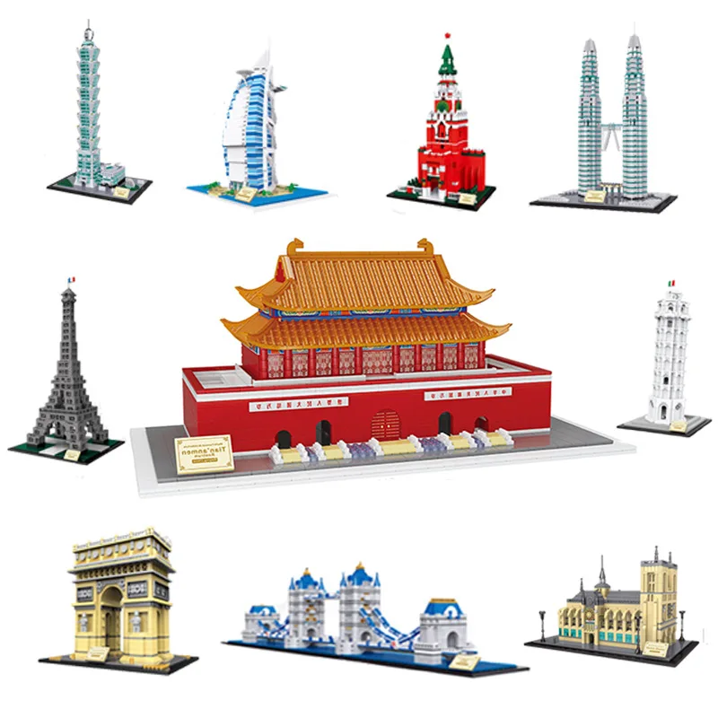 Всемирно известный Technic Legoings город строительные блоки Фигура Эйфелева башня