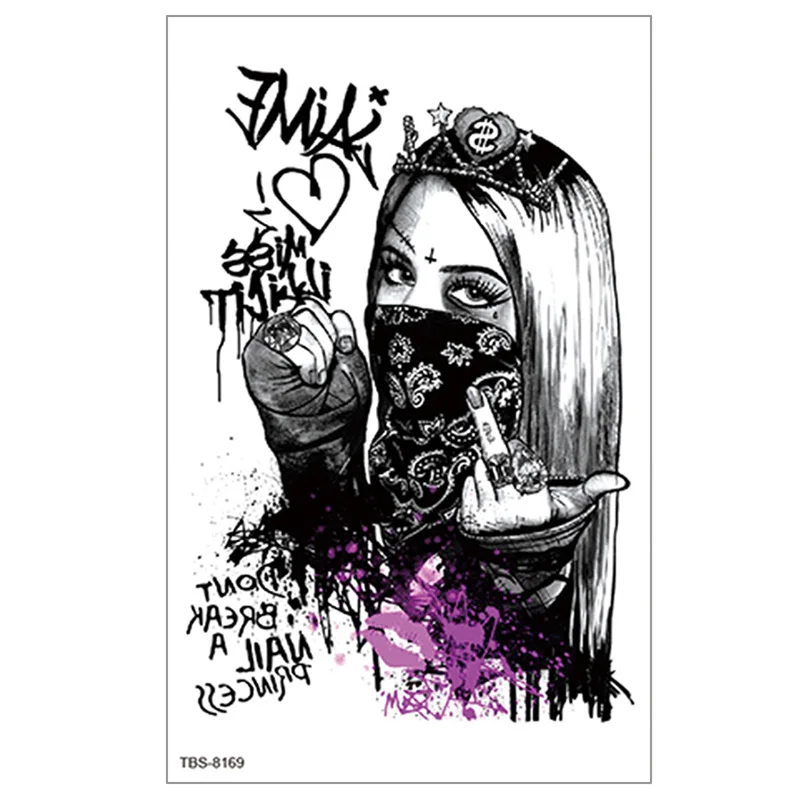 Временные наклейки-тату имитация фиолетовых цветов роза татуировка на руку