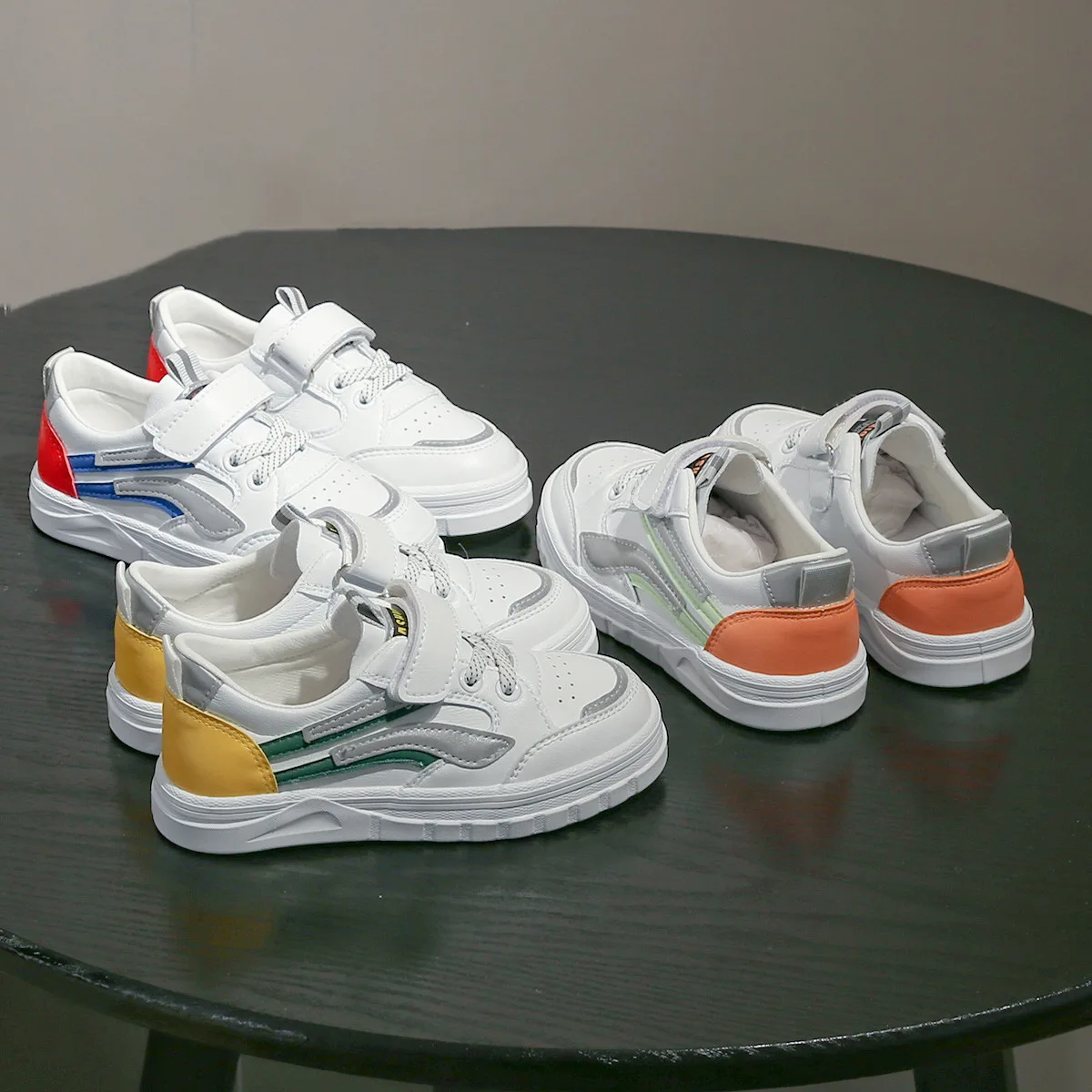 

Children's Shoes Spring And Autumn New Microfiber Leather Sports Shoes For Boys And Girls School White Shoes