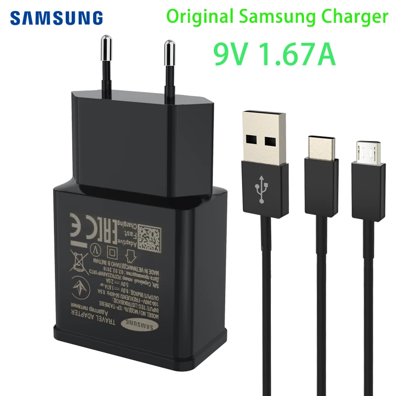 

Original Samsung Galaxy Travel Adapter 9V 1.67A Fast Charger Usb Type C Cable For Samsung S3 S4 S5 S6 S7 S8 Edge J3 J5 J7 J6 A6