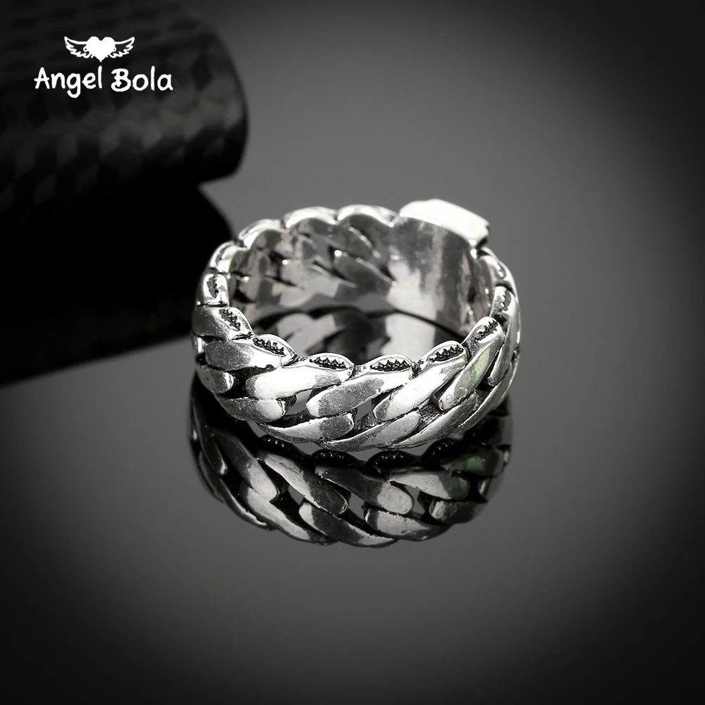 

2020 Hot Sale Delicate Finger Ring Ancient Silver color Punk Style Buddha Ring Snake Chain Ring for Cool Men Drop Shipping