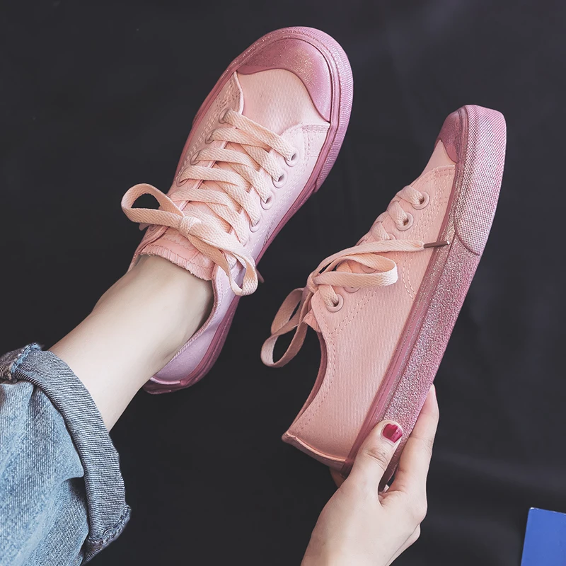 Кеды Timalina женские с вулканизированной подошвой модные розовые парусиновые туфли