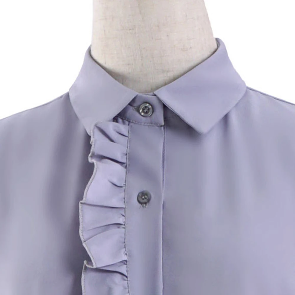 

Muslim Dress Women Solid Frill Ruffle Patchwork Shirt Dress Long Single-breasted Lapel Full Sleeve Maxi Dresses Islamic Clothing