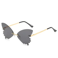 butterfly rimless sunglasses women 2021 personality luxury brand designer new sun glasses vintage metal glasses oculos masculino