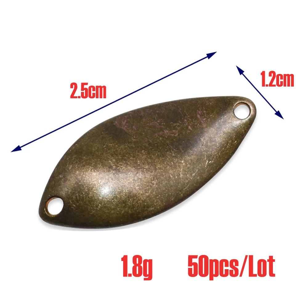 1.8g-- 50pcs Jerry 0,6 г, 1,2 г, 1,8 г, 2,8 г, микро ложки, спиннинговые рыболовные приманки, металлическая приманка, латунная форель, приманки, Неокрашенная заготовка, pesca gliters DIY - Цвет: 1.8g-- 50pcs
