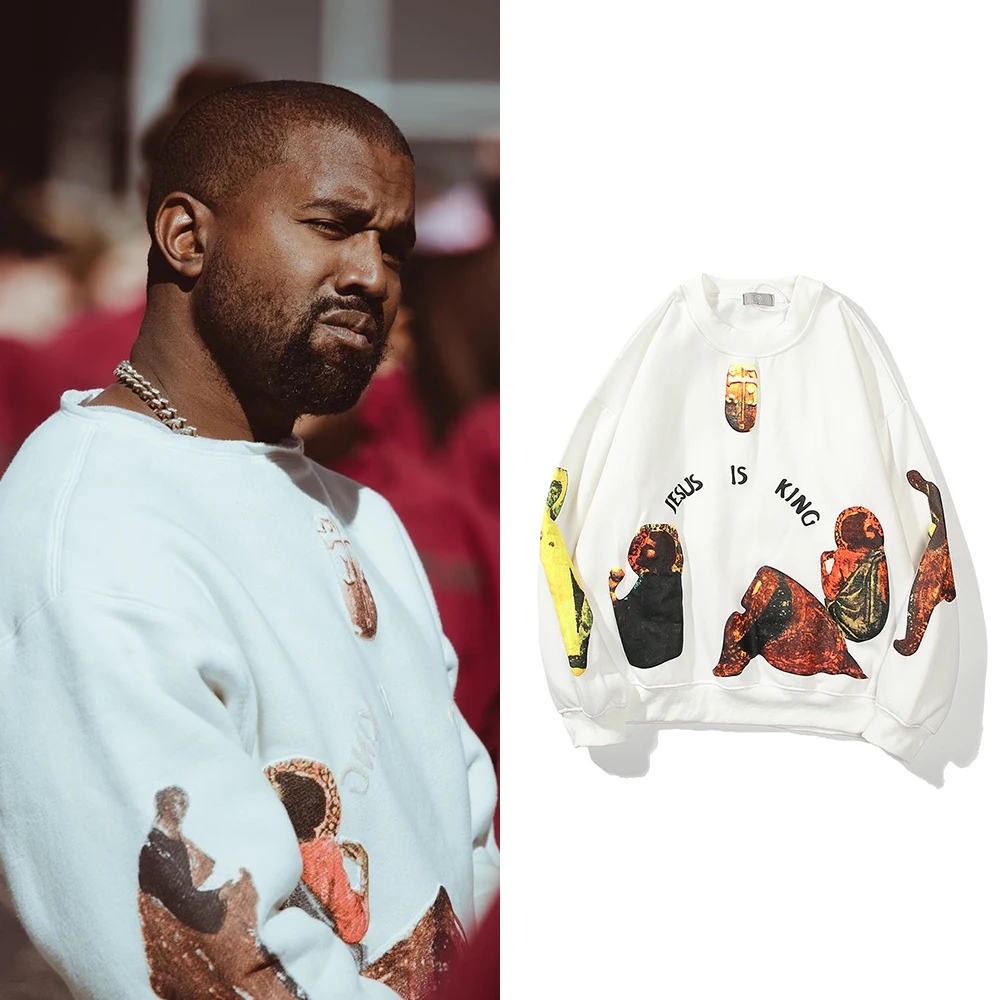 

Urban-clothing Kanye Pullover Sweatshirt Hip Hop Jesus Is King Printed Hoodies for Women Plus Velvet 2020 Winter Sweatshirts Men