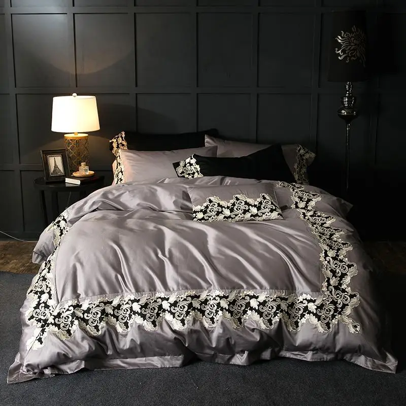 

J/6/7Pcs High TC Egypt Cotton artistic charm Luxury Bedding Set Embroidery Duvet cover set Bed Sheet Pillowcases Queen King Size