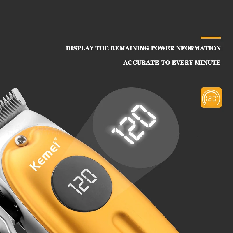 Kemei KM 1955 металлический профессиональный триммер для волос с жк дисплеем