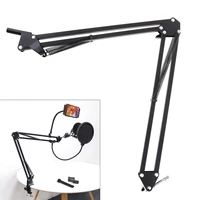 black nb 35 microphone scissor arm stand mic clip microphone stand holder desk with alloy base clamp for ktv studio broadcasts