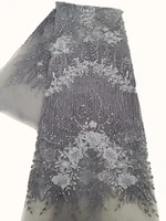 2021 latest purplegraybrown french tulle high quality heavy handmade beaded lace fabrics embroidery for nigerian evening dress