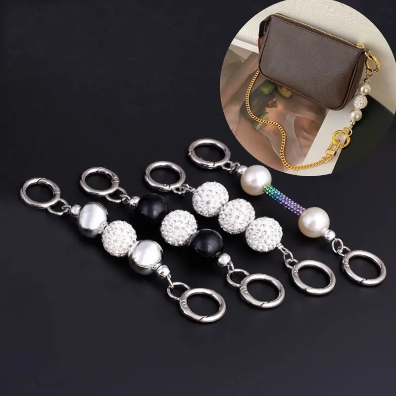 

1PC Rhinestone Pearls Bag Chain Strap Extension Chain Handbag Shoulder Strap All-Match Bag Accessories Exquisite Decoration