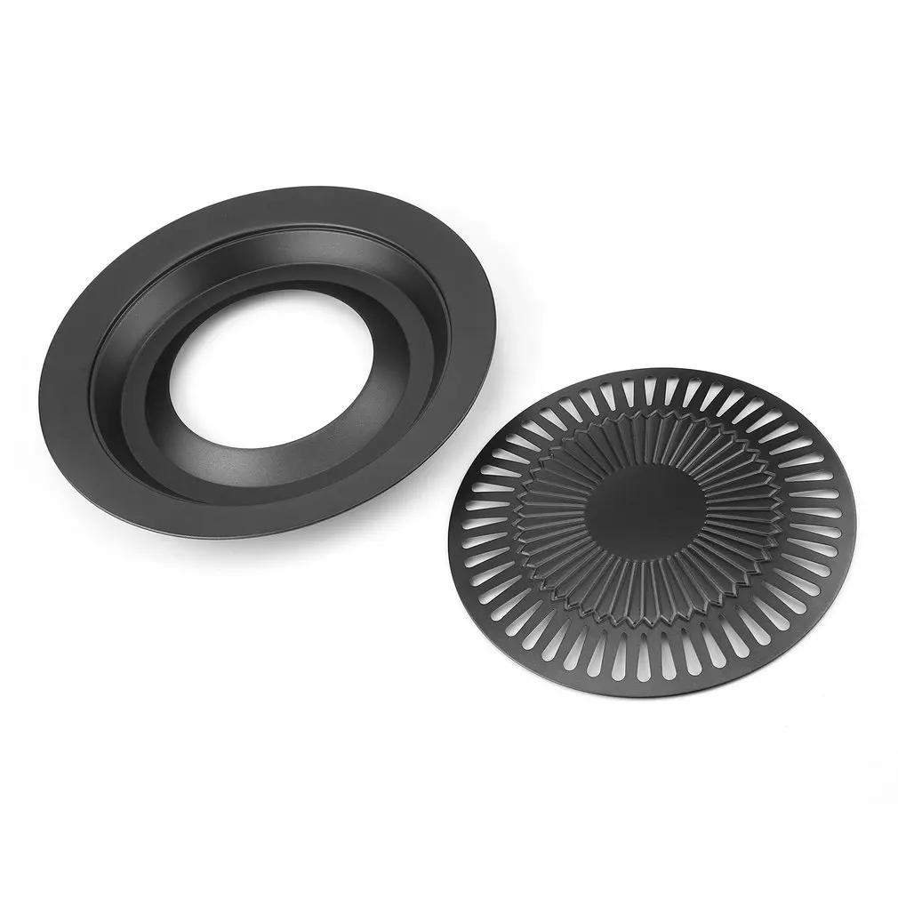 Портативный Круглый бездымный закрытый гриль барбекю с кисточкой антипригарная