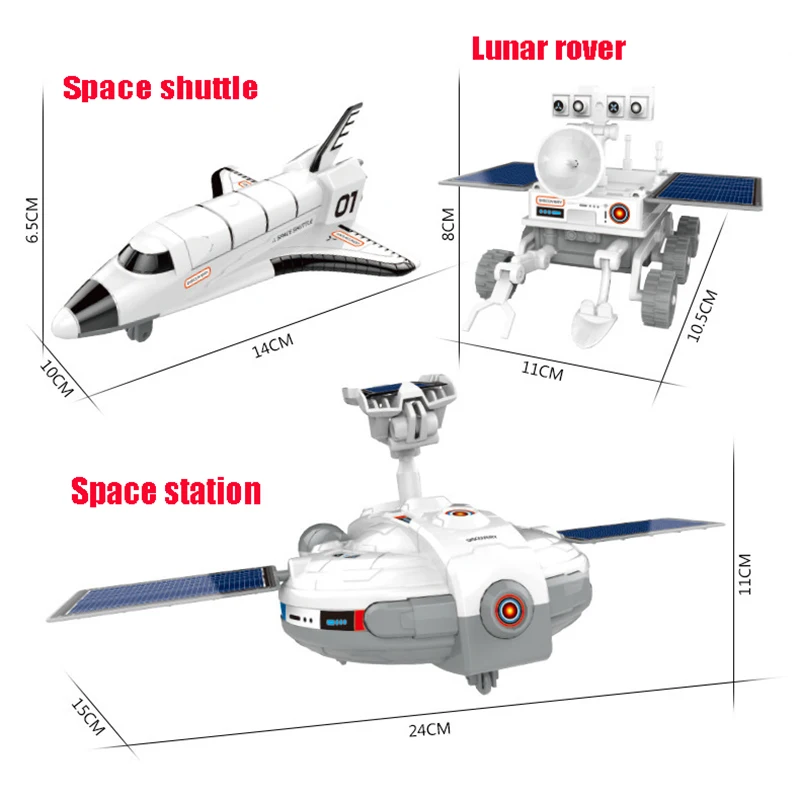 3 в 1 Солнечная Игрушка Головоломка DIY Космический Шаттл лунный Ровер космическая