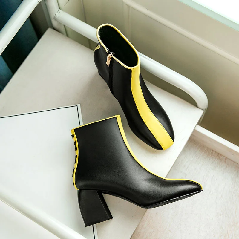 Phoentin/чунковые ботинки цвет желтый смешанные цвета 2019 натуральная кожа женская