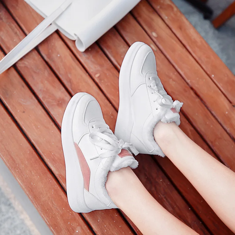 Fujin 2020 зимняя плюшевая бархатная белая обувь на толстой подошве Повседневные