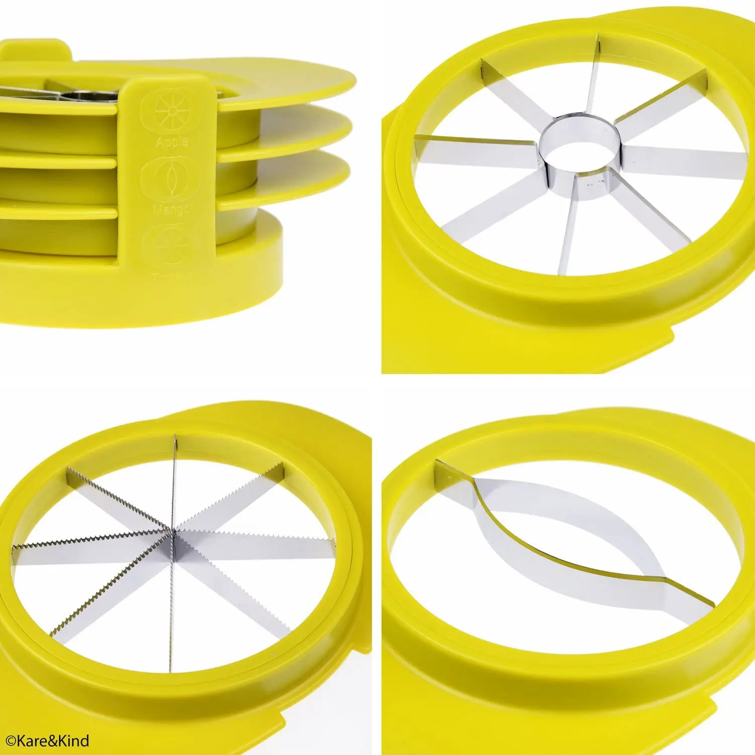 

Fruit cutter Apple Slicer Corer Peeler Set, 4-in-1 Stainless Steel Vegetables Apple Mango Lemon Pear Orange Slicer with Base