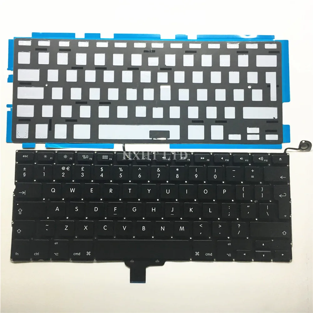 A1278 UK Клавиатура с подсветкой для Macbook Pro 1" A1278 Клавиатура ноутбука Великобритании английская модель 2009 2010 2011 2012 год
