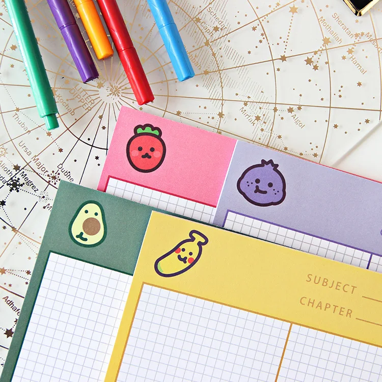 Блокнот SIXONE в клетку с авокадо клубникой 30 листов| |