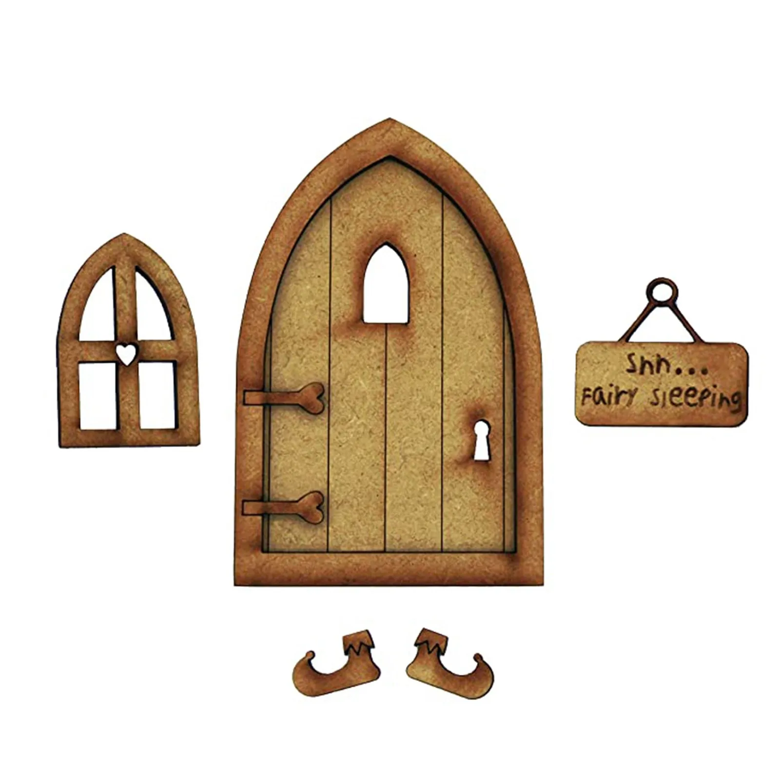 

3D Wooden Fairy Garden Door Hand Made DIY Door Decoration Miniature Fairy Garden Signs Doll House Door Craft House Door Decor