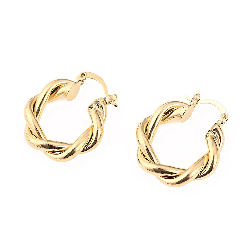 

Trendy Ear Buckle Silver Rose Gold Color Little Small Twist Circles Hoop Earrings For Women Girls Ethnic Wedding Party Jewelry