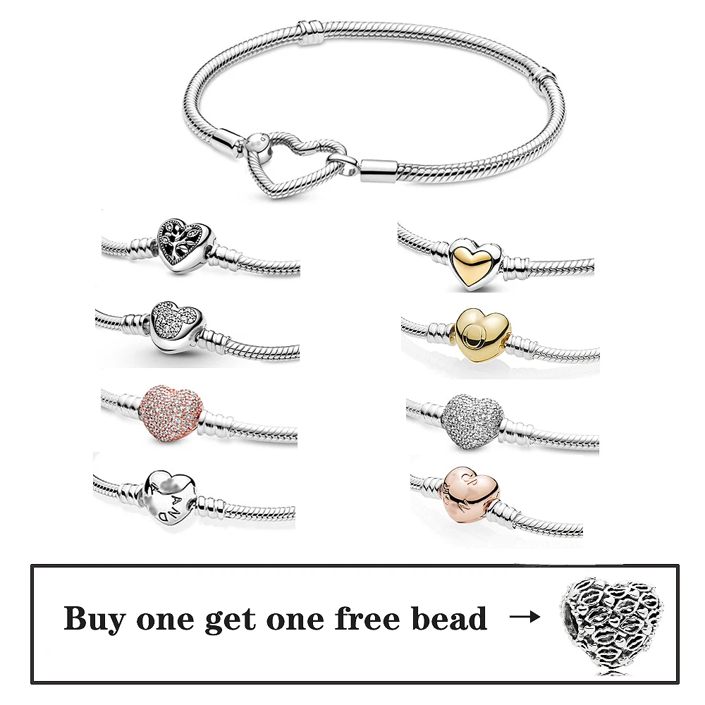 

New Fashion Bangle Fit Original Pandora Argent 925 Femme DIY Charms Love Beadeds Handmade custom Beads Femme Bracelets Jewelry