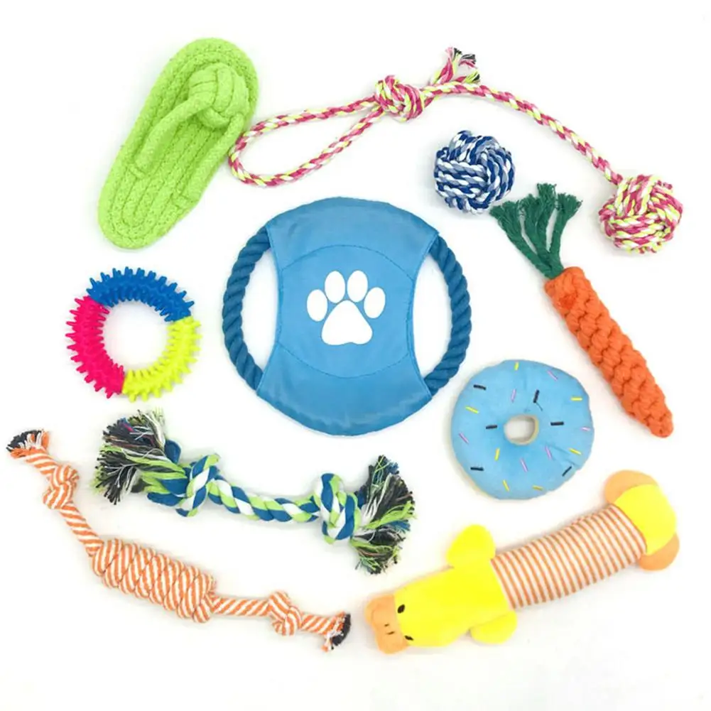 

10 шт./компл. жевательные игрушки для собак, чистка зубов, жевательная игрушка для щенков, жевательная игрушка для прорезывания зубов, резино...