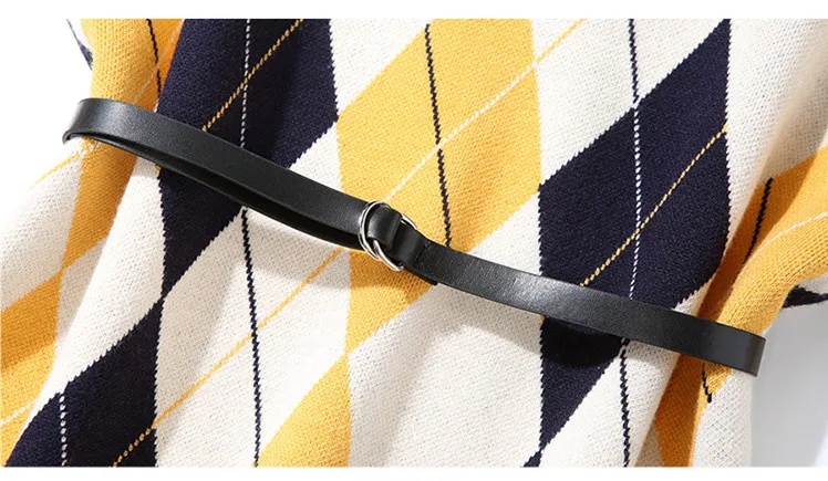 Женское шерстяное платье-свитер с геометрическим узором элегантное свободное