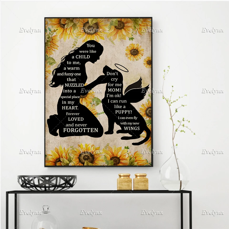 

Gifts For Dog Lovers, Pet Memorial Poster, Pet Loss Gifts, Vintage Sunflower Home Decor Canvas Wall Art Prints