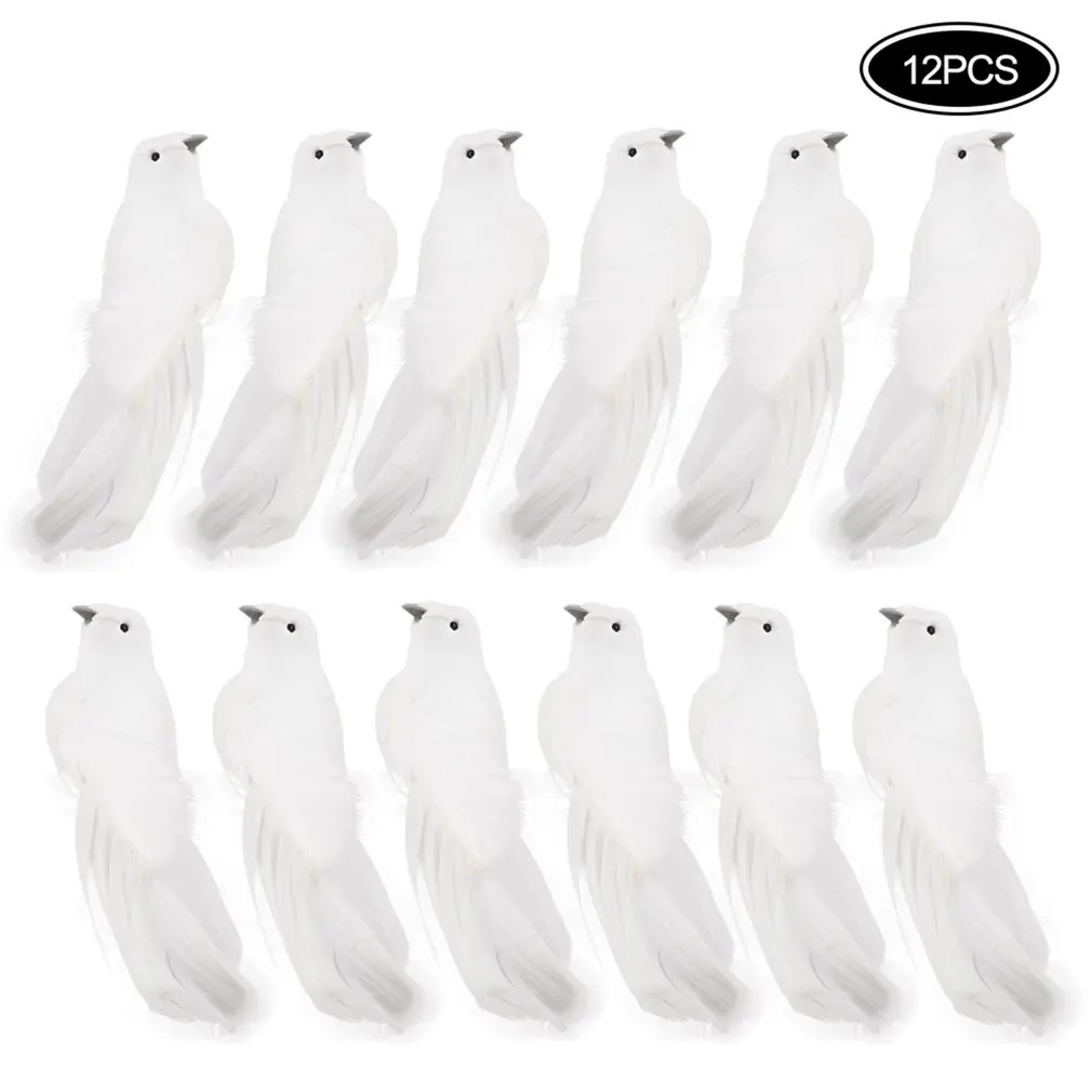 

12Pcs White Christmas Bird Ornaments Holiday Birds With Clips Winter Doves Christmas Tree Bird Ornament Decorations