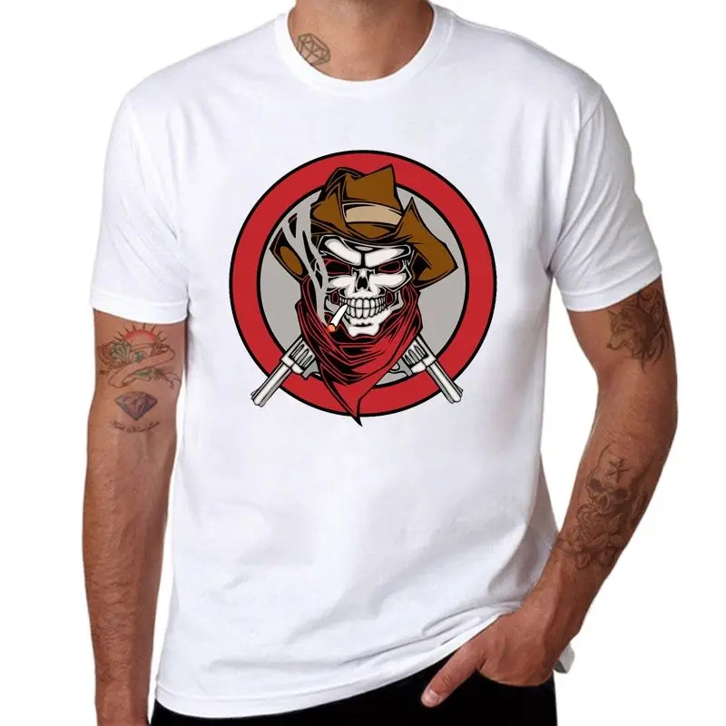 

Hot Sale New Fashion Skull Head Smoke Gun Design Men's T Shirt Short Sleeve Boy Cool Tops Smoke Gun Printed men T-shirt