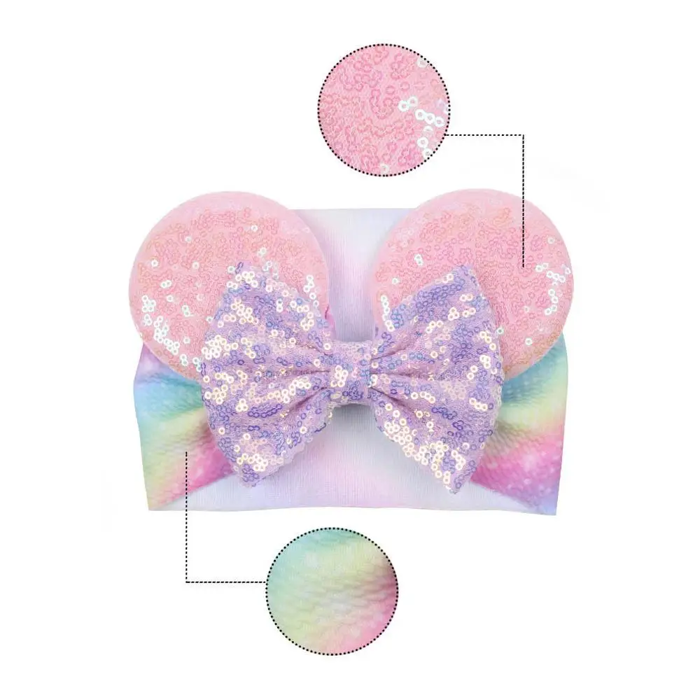 Зимние волосы стиль блёстки 2020 мышь волос лук ребенка эластичный бархат широкий