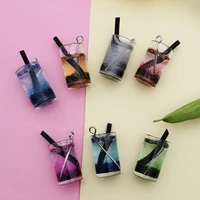 10pcs 3d glitter beverage bottle resin charms pendants drink bottle charms fit diy earring keychain jewelry accessories fx469