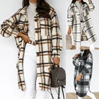 Женский пуховик в клетку, длинное пальто в стиле оверсайз из плотной шерсти, уличная одежда, зима 2020