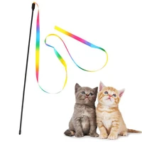 60120cm funny cat stick colorful interactive sticks cute double sided rainbow ribbon cat rod pet toys pets dogs bar supplies