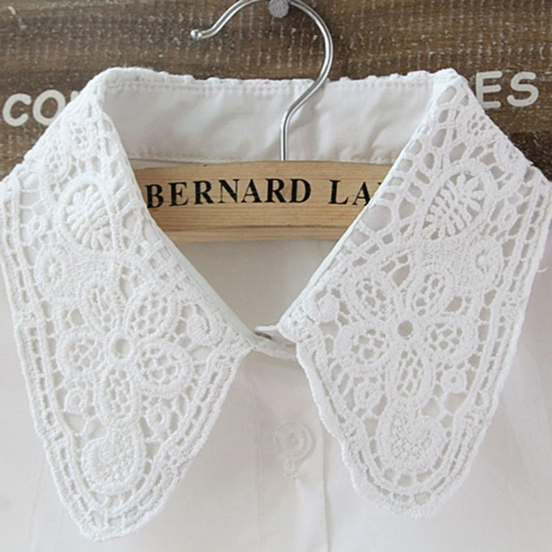 

Women Pure Color Lace Detachable Lapel Choker Necklace Shirt Fake False Collar D08E