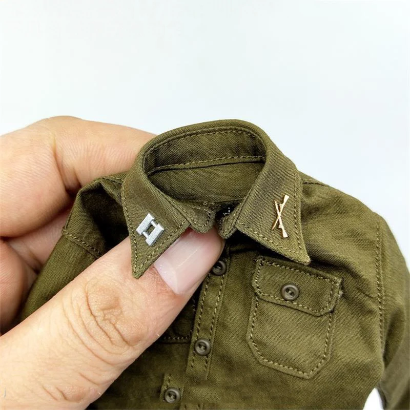 

In Stock For Sale Scale 1/6th WWII Caption Of Soldiers Army Shirt Tops With Medal Be Suit With 12inch Doll Action Collectable