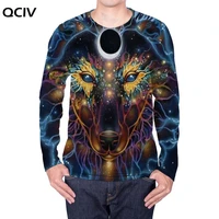 qciv wolf long sleeve t shirt men animal long sleeve shirt galaxy punk rock abstract anime clothes mens clothing summer japan