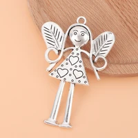 5pcslot silver color large fairy angel girl charms pendants for necklace key chains jewelry making accessories