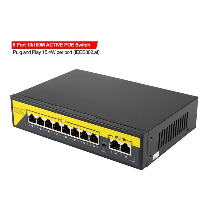 10-портовый переключатель 8POE и 2 Uplink 802.3Af/At 120 Вт встроенное питание Vlan до 250 м