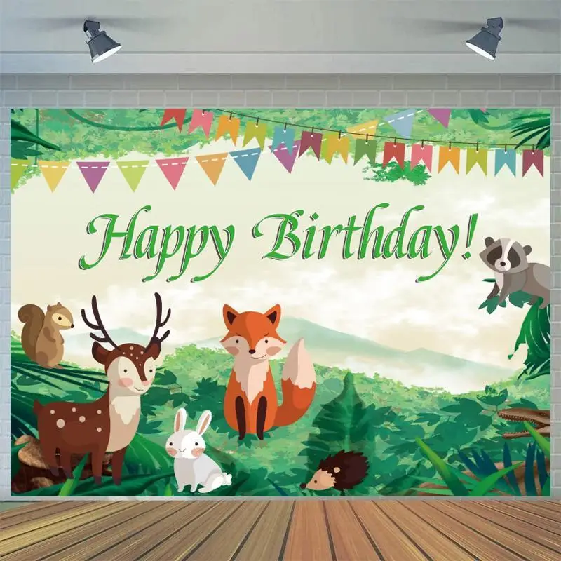 

Мультяшный лес горы счастливого дня рождения Декорации Фотография МАЛЕНЬКАЯ БЕЛКА Новорожденный ребенок душ семейная Вечеринка стол