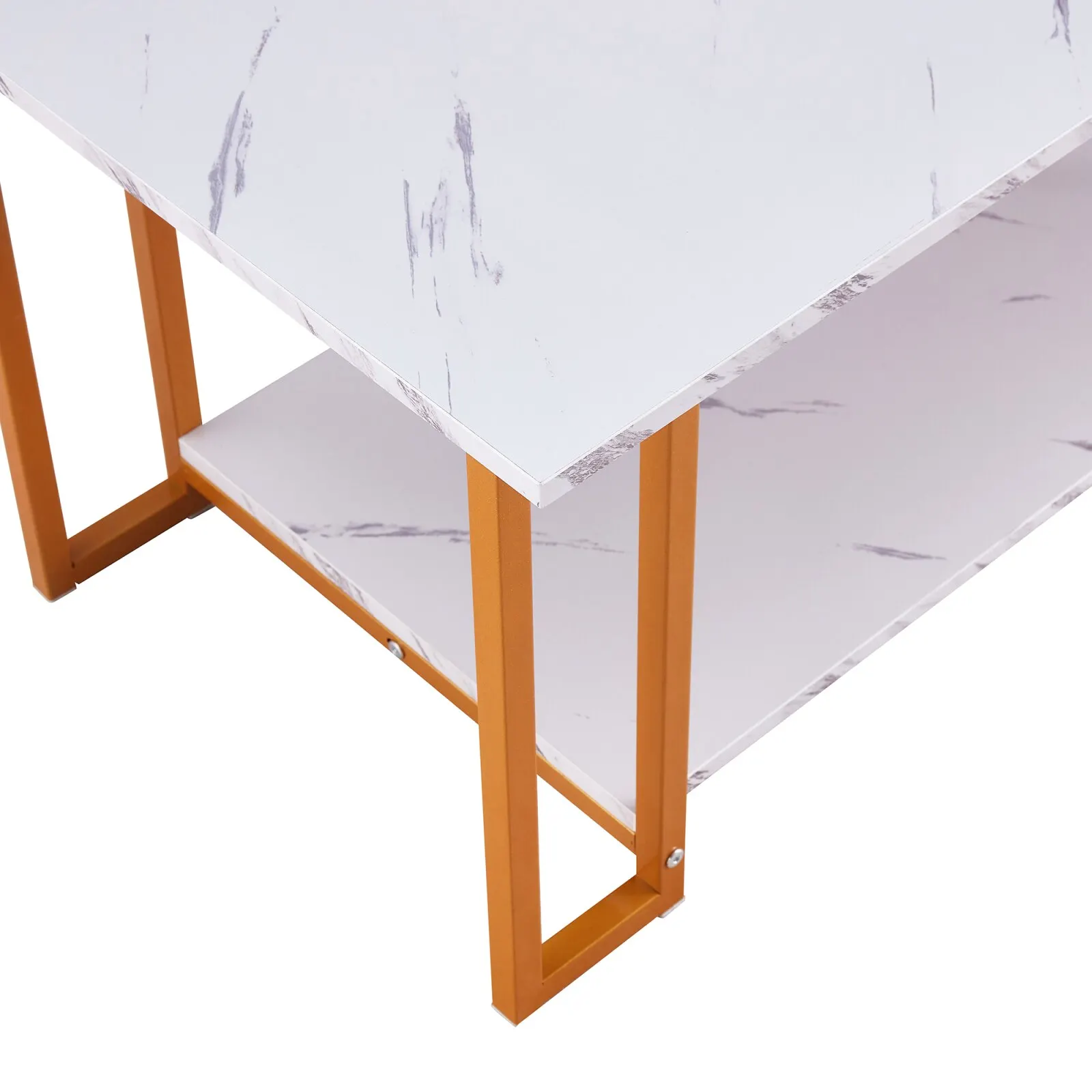 

Coffee Table, 2 Layers 39.37" L Tabletop Iron Coffee Desk End Table for Dining Room Office Coffee Shop