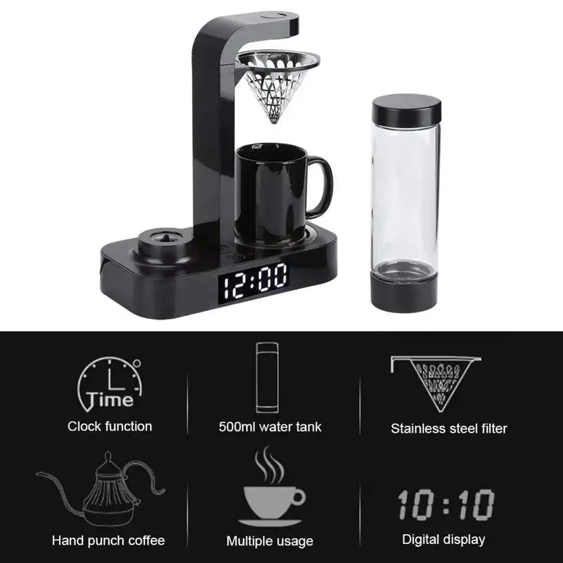 

Coffee Machine Mini Automatic Coffee Machine American Drip Coffee Maker With Clock Display Black AU Plug 220V Coffee Mill Manual