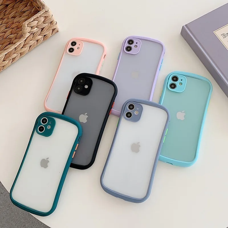 

Square Shockproof Case on For IPhone Women Case 1112 Mini Pro XS Max X XS XR 7 8 Plus SE 2020 Translucent Matte Simple Case