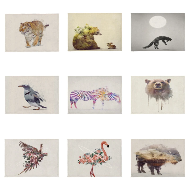 Интересные цветные столовые приборы сказочные пейзажи животных