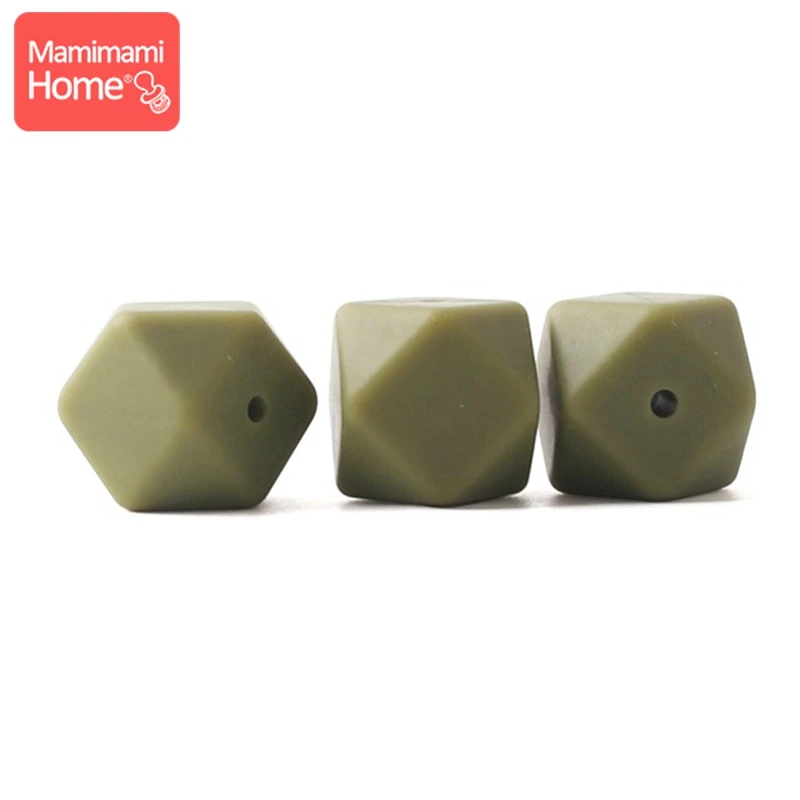 Army Green Mamihome 5 шт. Детские Прорезыватели для кормления 17 мм силиконовая восьмиугольная бусина может жевать DIY Ювелирные изделия игрушки для коляски Аксессуары для кормления Детские трофеи - Цвет: Army Green