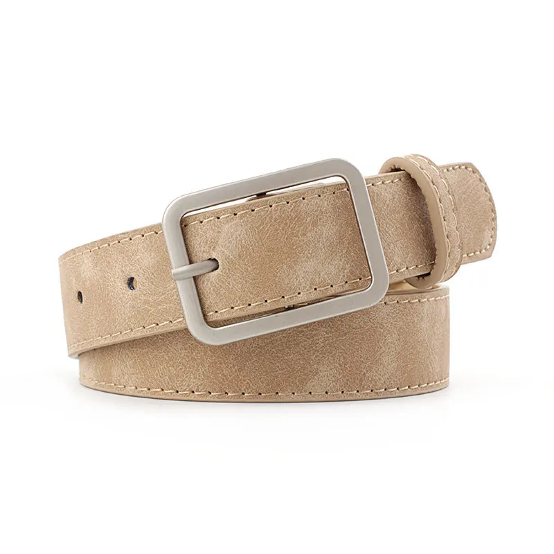 2.8cm Khaki Новые дизайнерские женские чёрный; коричневый тонкий тощий ремень Женский Уличная из искусственной кожи пояс с пряжкой для Для женщин джинсы Cinturon - Цвет: 2.8cm Khaki
