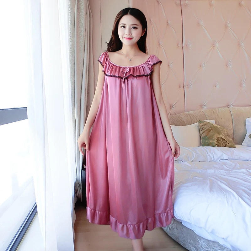 

Big Size XXXXL Summer Women Nightgowns Sleepshirts Silk Sleepwear Satin Sexy Spaghetti Strap Embroidery Nightdress Nightwear