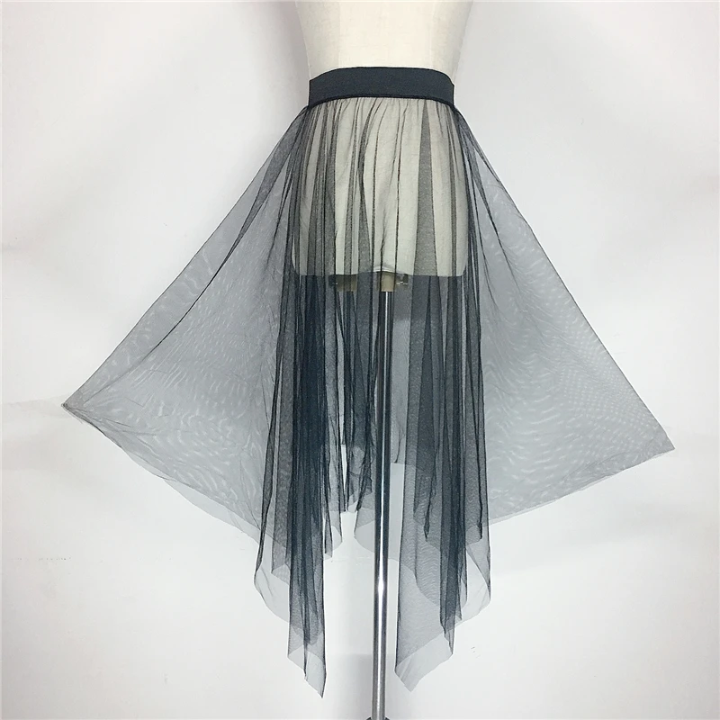 Женская прозрачная сетчатая юбка черная Однослойная Прозрачная Юбка с